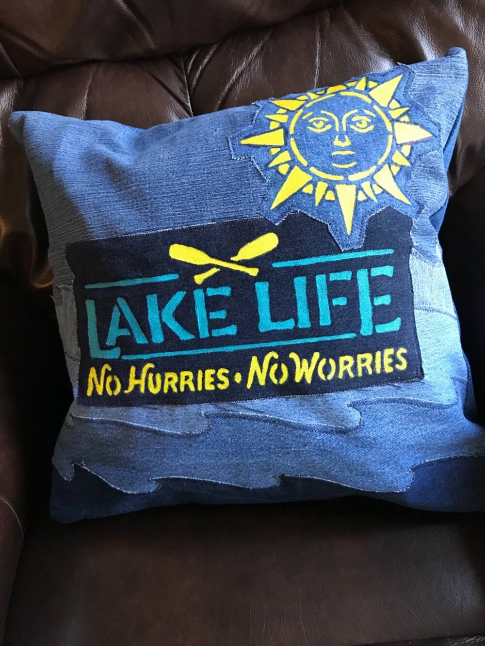 Lake Life Pillow Cover 18 x 18 Boating Fishing Waves Lakehouse Cabin Decor